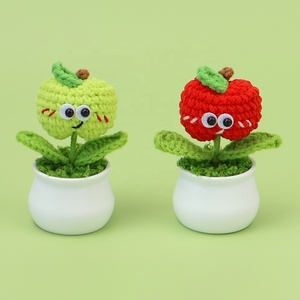 Adornos de plantas pequeñas en maceta de césped artificial transfronterizos, ramo de flores tejido a mano en maceta blanca para sala de estar y bodas - Product Image 1