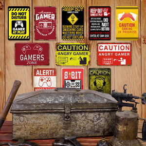 Забавные геймерские металлические знаки для работы, ретро жестяные знаки для дома, бара, клуба, игровой комнаты, мужская пещера, Настенный декор, винтажный металлический постер - Product Image 2