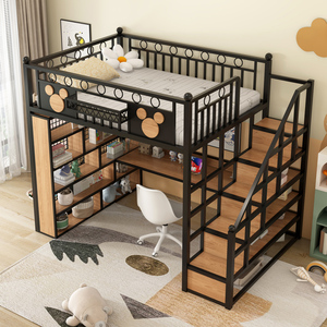 <span class=keywords><strong>Lit</strong></span> mezzanine moderne pour adultes et enfants, réglable <span class=keywords><strong>en</strong></span> <span class=keywords><strong>hauteur</strong></span>, avec structure métallique, pour hôtel et chambre à coucher - Product Image 4
