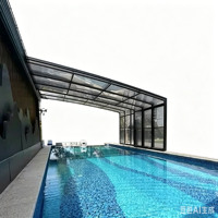 Maßgefertigte Einziehbare Aluminium-Poolüberdachung Wasserdichte Polycarbonat-Schwimmbadabdeckung Außen-Wintergarten für Villa und Hinterhof