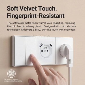 Prise murale française standard européenne MEZEEN avec ports de charge USB-A USB-C, prise murale <span class=keywords><strong>2P</strong></span>+<span class=keywords><strong>T</strong></span>, panneau <span class=keywords><strong>PC</strong></span> au toucher doux, <span class=keywords><strong>16A</strong></span> - Product Image 2