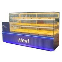 Vitrine réfrigérée en verre de style occidental chinois avec éclairage LED, portable et multifonctionnelle pour la présentation de gâteaux et desserts