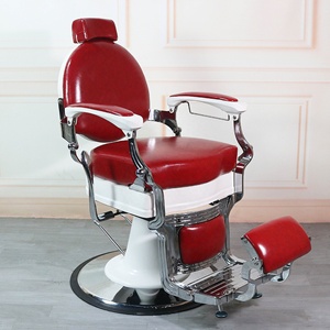 Fauteuil de Barbier Réglable Style Antique en Cuir Capitonnée, Chaise de Coiffure et de Rasage pour Salon, avec Relevage Hydraulique et Base Ronde - Product Image 5