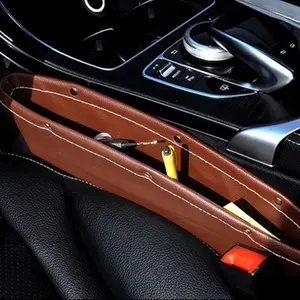 1pcs Car Organizer PU Leather Catch Catcher Box Car Seat Slit Gap Pocket Storage Gap Filler Slot Box Organizer Leather Storage