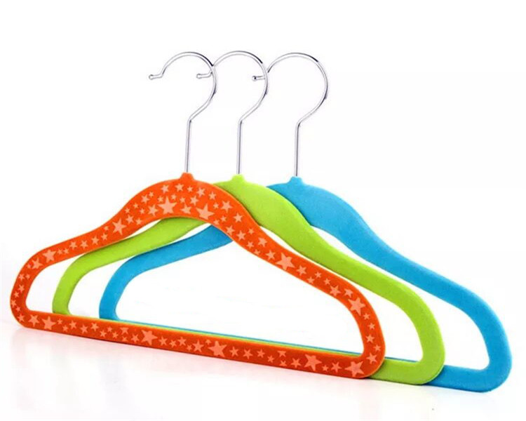 Perchas de ropa de terciopelo para bebés y niños, colgador fino y colorido de terciopelo, venta de fábrica Glory