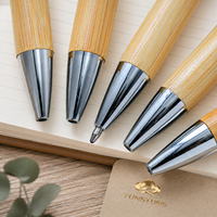 Stylo en bambou personnalisé, corps en bois naturel, action à clic, clip métallique, encre noire fluide, personnalisation de la marque, stylo rétractable