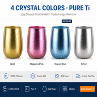 Tasse à double paroi en titane pur, 280ml, 300ml, bouteille d'eau en titane anti-brûlure, légère, pour le camping, la randonnée, les voyages, la maison