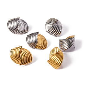 <b>Stud</b> <b>Earrings</b> Geometric Striped Textured Gold Silver Women's Fashion Jewelry Gift <b>Earrings</b> JDE2311002 - Product Image 5