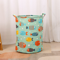 Panier à linge pliable en coton et lin, réutilisable, portable, imperméable, rond, pour ranger les vêtements sales, les jouets, pour les enfants