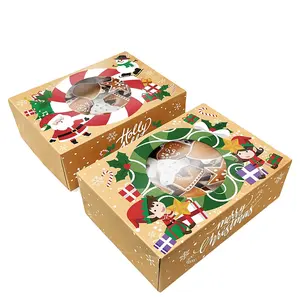 2022 3D Christmas Treat Geschenk verpackungs boxen Favor Supplies Candy Treat Verpackungs box für Weihnachts geschenke für Party Kraft papier