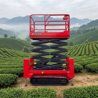 Promotion : Plateforme élévatrice à ciseaux électrique de 14 mètres, construction en acier au manganèse, capacité de 113 kg, système de levage hydraulique sur chenilles