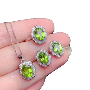 Bulk Wholesale Sterling <strong>Silver</strong> 925 <strong>Jewelry</strong> Natural <strong>Emerald</strong> Minimalist Women's Rings/Earrings/Necklace Wedding Party Gift CMA - Product Image 2