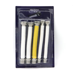 Ensemble de tuyaux flexibles ondulés série 300 en acier inoxydable 5 pièces Kit de connecteur de plomberie soudé pour robinet de chauffe-eau ANSI - Product Image 2