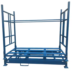 Các ngành công nghiệp kho tùy chỉnh màu xanh <span class=keywords><strong>Pallet</strong></span> thép tấm phẳng có thể gập lại ngăn xếp vải lưu trữ lốp giá xếp chồng kệ - Product Image 6