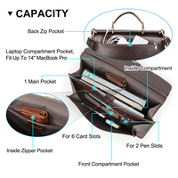 Porte-documents en cuir véritable pour ordinateur portable 14,2 pouces, sac de bureau pour hommes avec bandoulière amovible, grande capacité, OEM/ODM disponible
