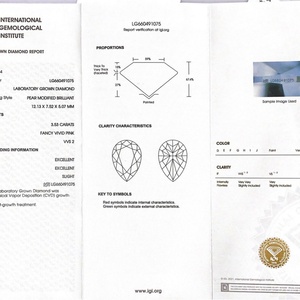 Diamante Cultivado en Laboratorio con Certificación IGI CVD, Corte Pera de 3.53 Quilates, VVS2, Rosa Intenso - Product Image 6