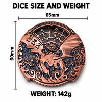 Roue de dés métallique double face 65mm 142g D20 D10 D8 D12 D6 D4 Cuivre Rouge Vif pour jeux de table RPG