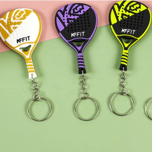 Custom Soft PVC Rubber Silicone 3D 2 Side Emboss Deboss Engrave Pantone Color Bat Racquet Racket PADEL Racket Keychain
