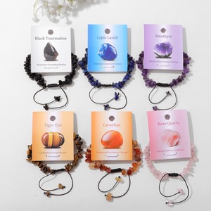 Pulsera de Piedras Energéticas de Cristal Natural, Hecha a Mano, Ajustable, con Cuerda Trenzada, Estilo Boho, para Yoga y Meditación - Product Image 1