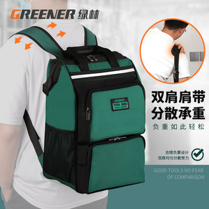 Greener <b>Tool</b> <b>Backpack</b> Heavy Duty Multi-Function 15-19 Pockets Non-Waterproof Adjustable Strap Universal <b>Tool</b> Storage - Product Image 1