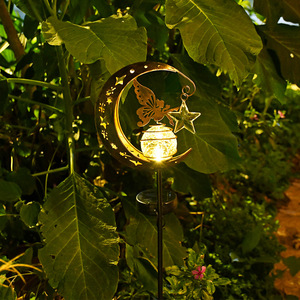 Solar Fairy Garden Stake <b>Light</b> With Moon And Star Design Water Resistant <b>Led</b> Outdoor Decor For Yard Patio Landscape Lighting - Product Image 2