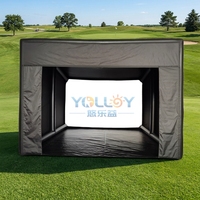 Simulateur de golf portable, tente gonflable avec plancher et panneau frontal