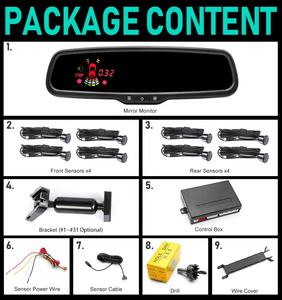 Capteurs de stationnement GreenYi avec moniteur à atténuation automatique du rétroviseur, capteurs de stationnement automatiques pour <span class=keywords><strong>voiture</strong></span>, détecteur de radar LED 4/8 - Product Image 5