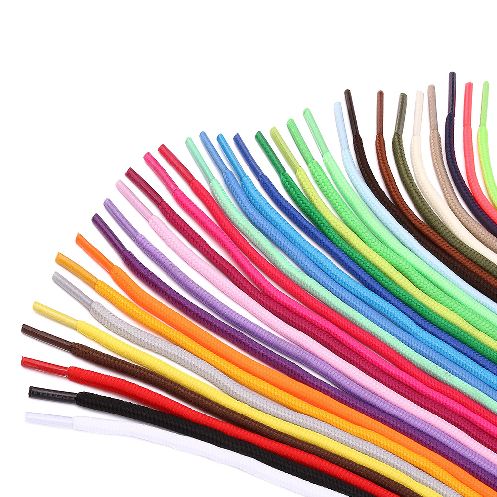 Youki 4mm Custom Polyester White Pink Round Shoelaces for Casual Shoes-Daily Use