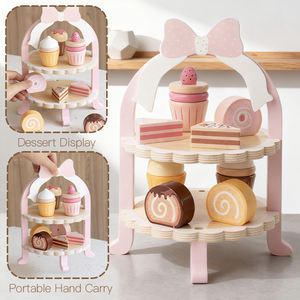 2026 jouets éducatifs précoces <span class=keywords><strong>pour</strong></span> enfants en bois nourriture semblant jouet en bois Dessert boutique jeu filles drôle gâteau vente boutique jouet - Product Image 5