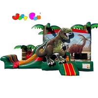   Structure gonflable combinée avec toboggan, château gonflable dinosaure avec toboggan aquatique et sec pour événements