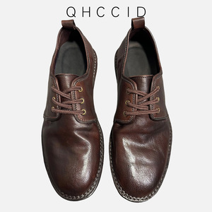 Qhccid Chaussures Derby en cuir marron pour hommes, talon bas, chaussures habillées décontractées pour le bureau, à lacets avant, couleur unie, style jeune - Product Image 1