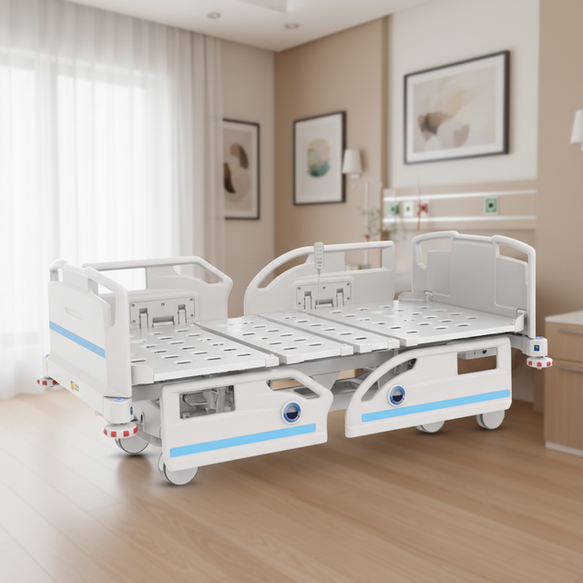 HECAI Electric Hospital Bed Linak Motor Remote Control 5 Functions Detachable PP Head/Footboard Aluminum Alloy CE/ISO Certified