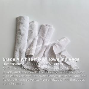Wholesale Industrial Grade Reclaimed <b>Terry</b> Wiping Rags 100% Cotton Color Mixed Oil Absorbent Eco-Friendly Toweling Rags <b>Bulk</b> for - Product Image 2