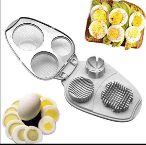 2022新的3合1鸡蛋切片机楔形，带不锈钢丝切蛋器，用于煮鸡蛋和水果