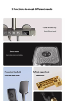 Ensemble de robinetterie contemporain à poignée unique en acier inoxydable noir, avec grand jet de douche effet pluie pour salles de bain d'appartements et d'hôtels, finition chromée