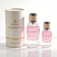 Flacon de parfum de marque haut de gamme à facettes, flacons vaporisateurs à fine brume, flacon de parfum en verre transparent comme du cristal, 30 ml, 50 ml avec bouchon rose