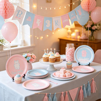 Assiettes en papier pour révélation du sexe, roses et bleues, vaisselle jetable pour fêtes et célébrations