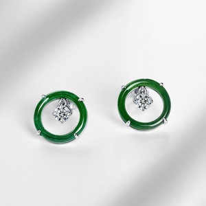 Boucles d'oreilles pendantes en argent sterling S925 avec agate mousse et zircon cubique 5A pour femmes - Product Image 2