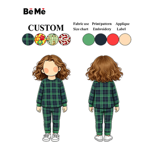 Ensemble de pyjama pour garçons Cozy Nights, 2 pièces, chemise à manches longues en tissu de bambou vert à carreaux, leggings, vêtements de nuit, pyjama de Noël pour la famille - Product Image 1