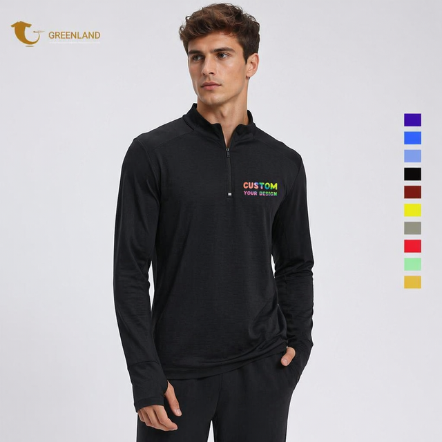 Outdoor Quick-drying Half-zip Long-sleeved Men's Pullover Running Shirts Custom logo Fitness Training Sportswear Shirts for Men