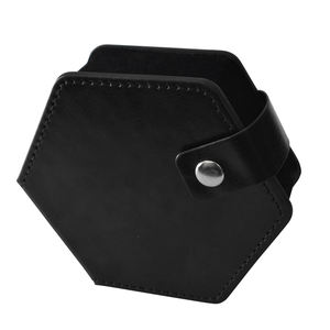 Boîte à dés hexagonale en cuir PU personnalisable pour l'emballage des dés - Product Image 4