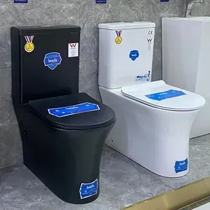 セラミックバスルームツーピース便器卸売トイレ磁器床マウント白黒水クローゼットCE透かし