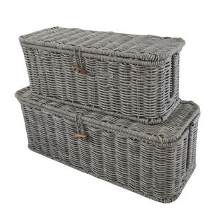 Cesta de Almacenamiento Tejida Bobai, Rectangular, Gris, con Tapa, para Hogar, Escritorio, Juguetes, RD236148 - Product Image 1