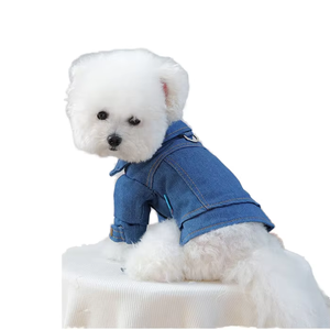 Jaket Denim biru tua Premium pakaian anjing siap kirim grosir pakaian anjing peliharaan gaya santai dibuat jins poliester - Product Image 5