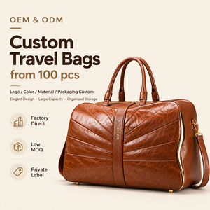 Sac de voyage week-end rétro personnalisé en toile avec poignée en cuir PU, sac fourre-tout grande capacité, fabricant OEM - Product Image 1