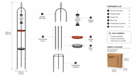 Station d'alimentation pour oiseaux de grande taille avec abreuvoir, mangeoire à graines tubulaire, plateaux multi-niveaux, poteau métallique arqué, support de jardin pour oiseaux sauvages