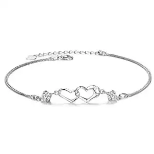 Último diseño de lujo de diseño de plata 925 pulsera de cadena de eslabones con plata plateada para mujeres adolescentes niñas plata 925