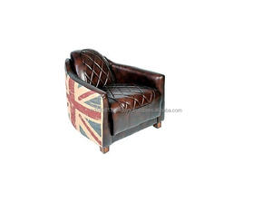 Canapé aviateur en cuir véritable noir vintage design d'usine, meuble de canapé loft industriel 3 places, produit en vrac fait à la main - Product Image 2