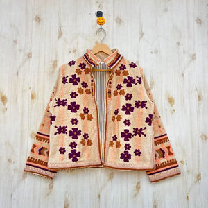 Suzani เสื้อโค้ทกิโมโนสำหรับผู้หญิง, เสื้อคลุมกิโมโนสไตล์โบฮีเมียนผ้าคอตตอนผ้ากำมะหยี่ปักลายดอกไม้ฤดูหนาว - Product Image 1