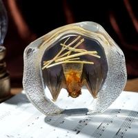 Spécimen de chauve-souris véritable en résine transparente, curio taxidermique, objet de collection, aide pédagogique en biologie, décoration gothique pour la maison ou le bureau